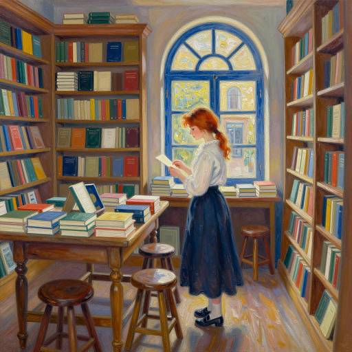 Cozy Bookstore Illuminated by Light
