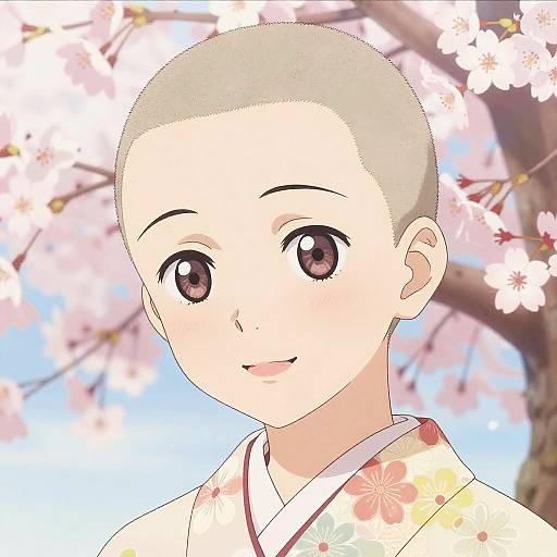 Buzz Cut Anime Girl in Kimono
