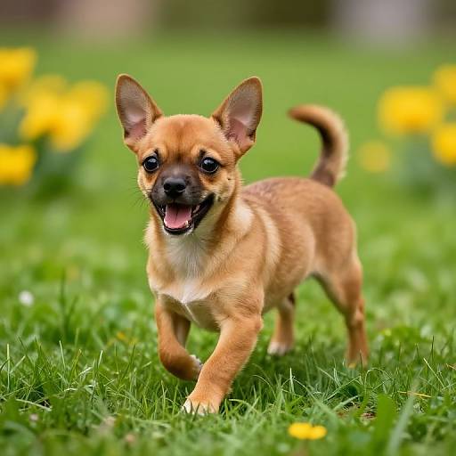 Playful Chihuahua Terrier Puppy in Park