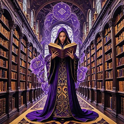 Elegant Mage in Floating Book Library