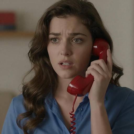 Worried Woman with Rotary Telephone