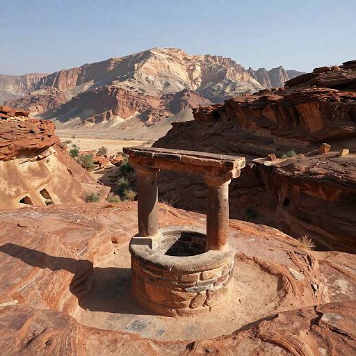 Majestic Arid Canyon with Ancient Well
