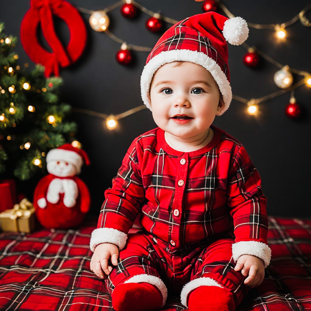 Festive Cheer: Baby Boy in Holiday Outfit