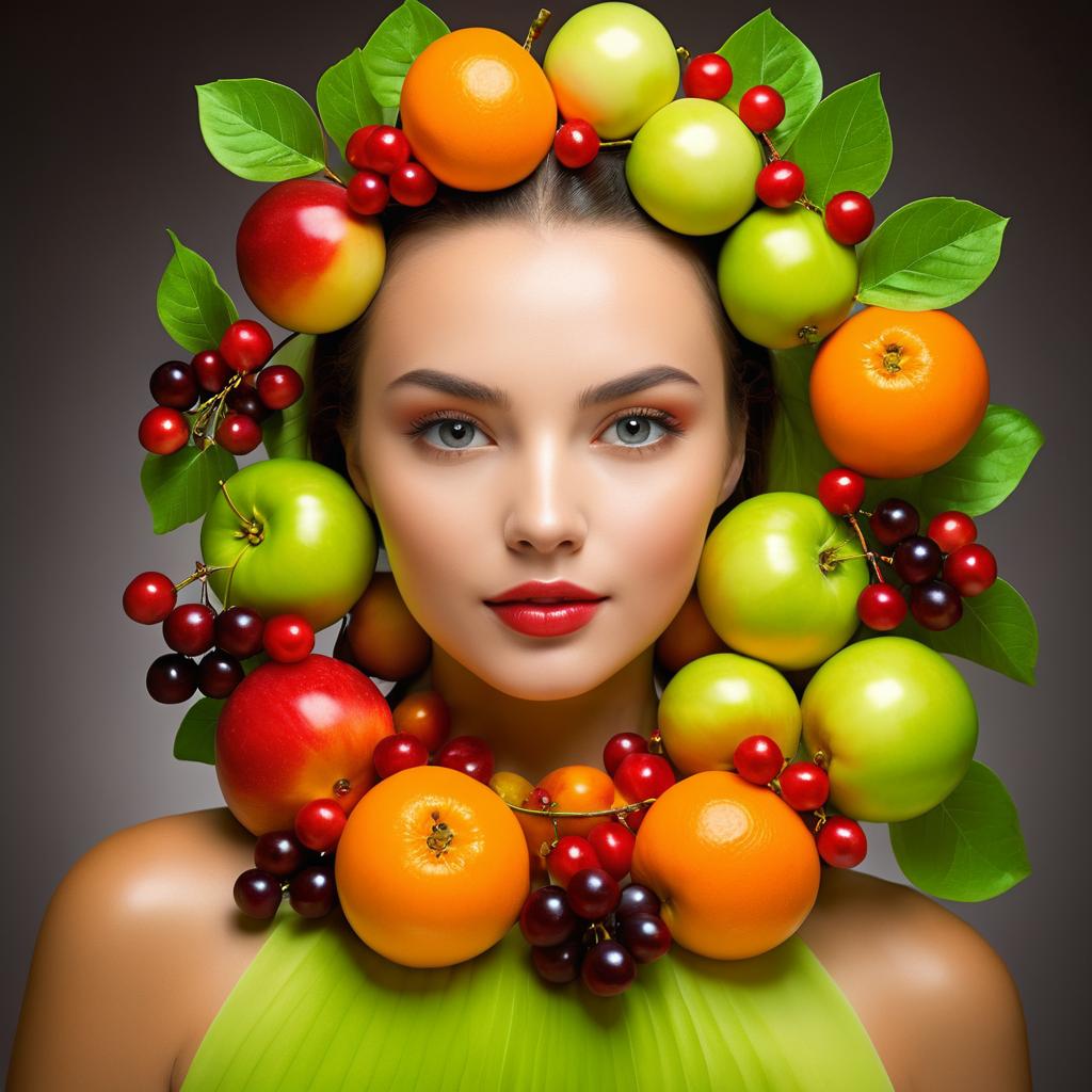 Fruit-Inspired Portrait of a Beautiful Woman