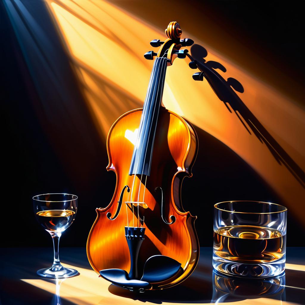 Dramatic Oil Painting of Classic Violin