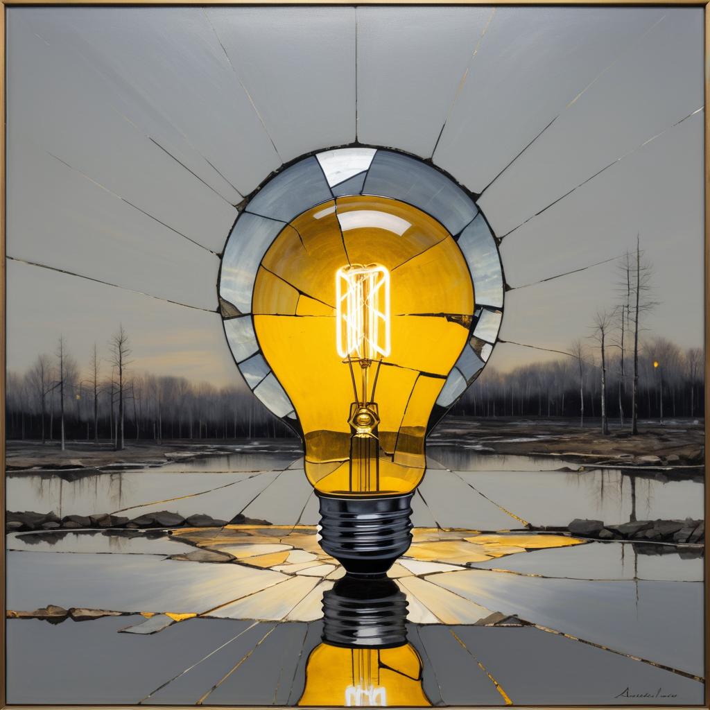 Fading Light Bulb with Fractured Reflections