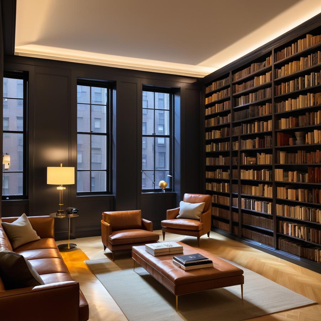 Cozy Night Library in NYC Apartment