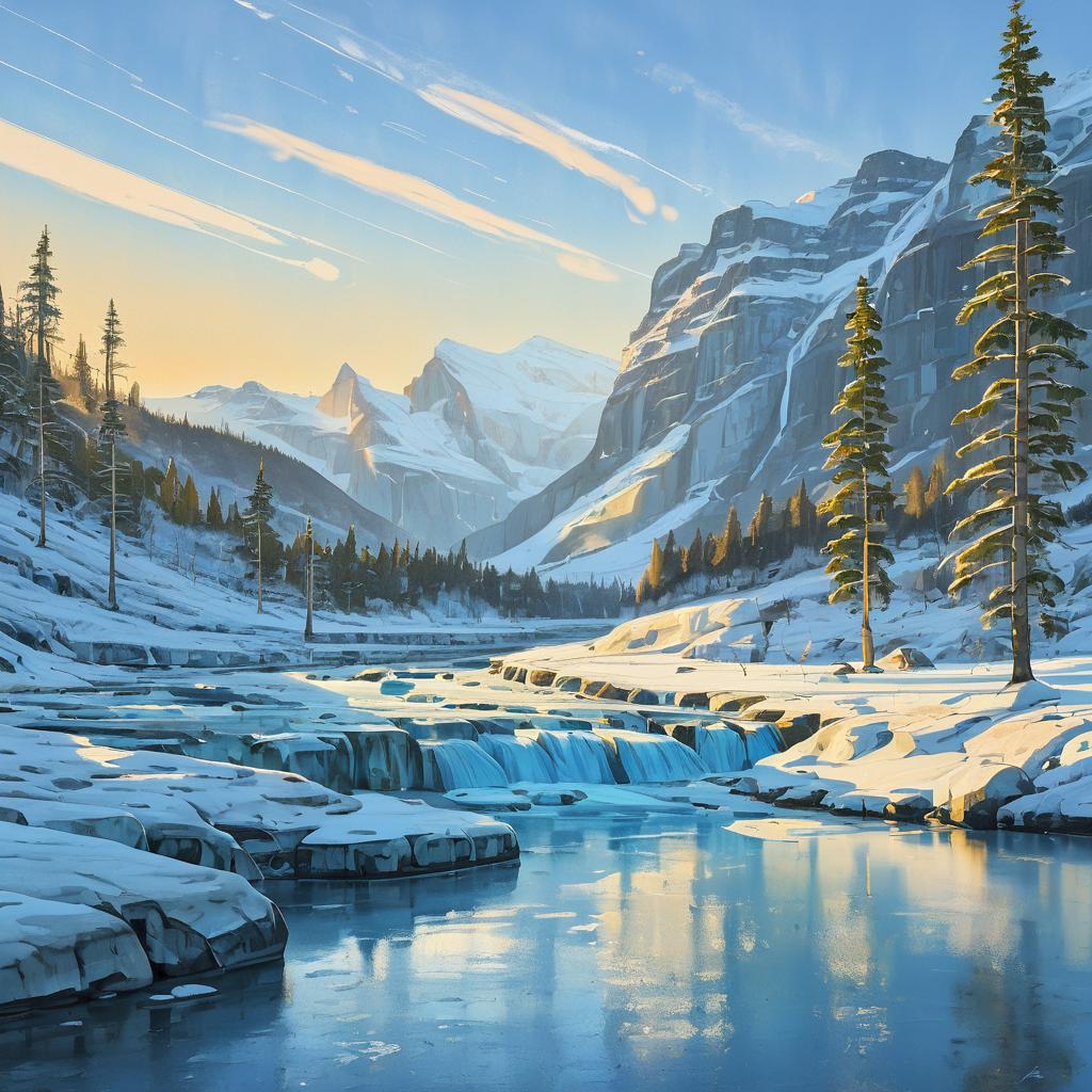 Tranquil Glacial Valley Landscape Art