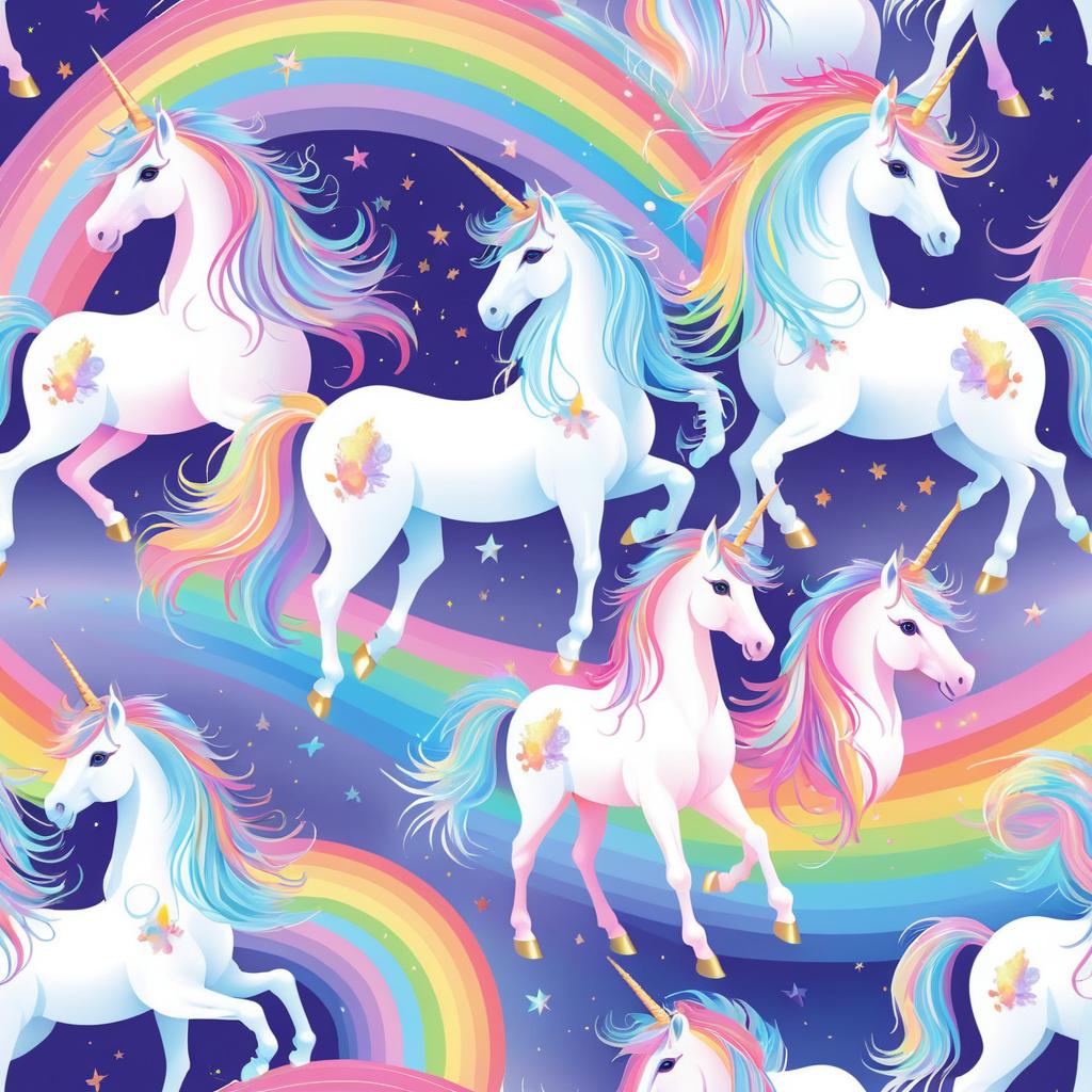 Dreamy Rainbow Unicorns in Pastel Art