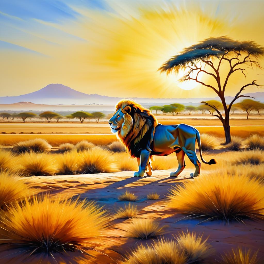 Award-Winning Lion in Vibrant Savannah