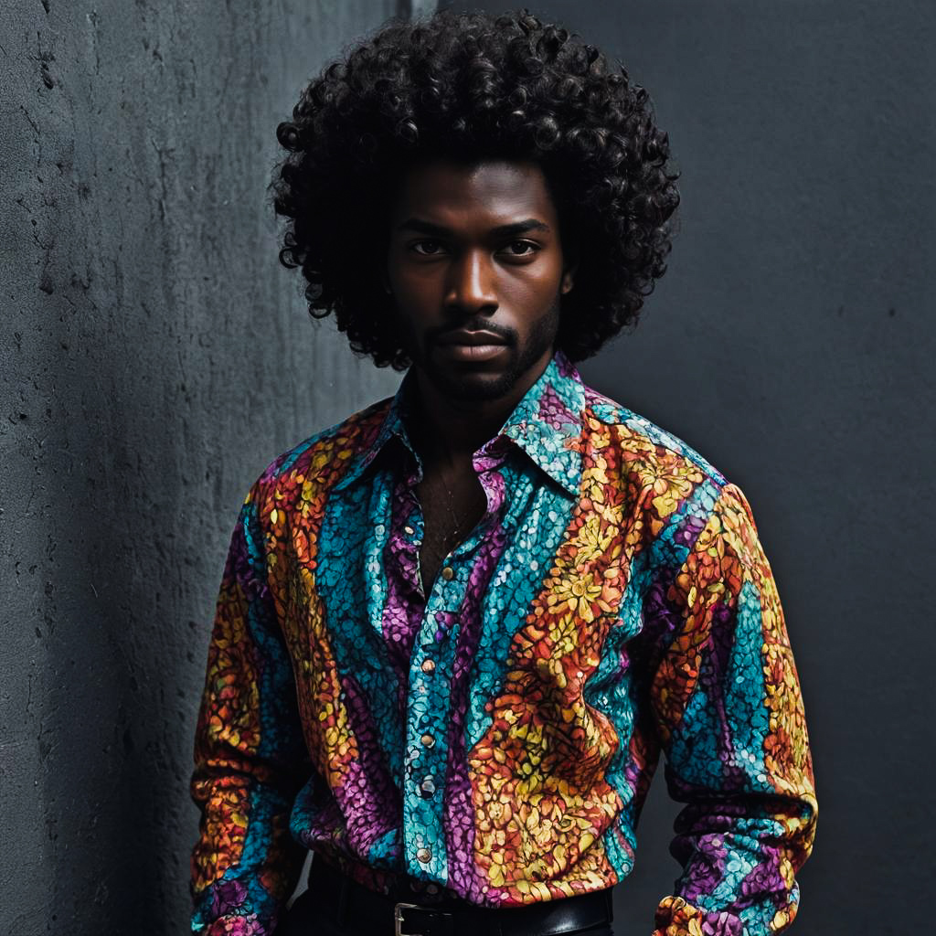 Vibrant Fashion Portrait of Dark-Skinned Man