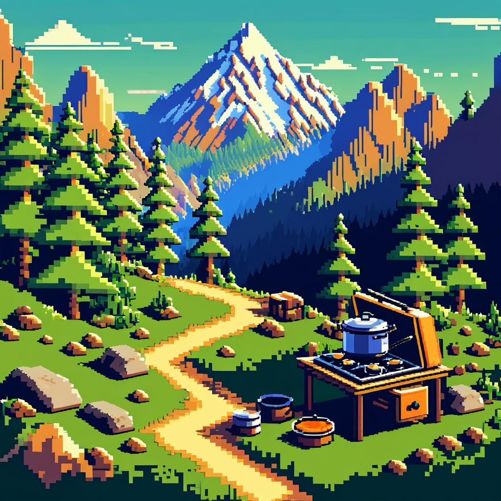 Charming 8-Bit Mountain Hiking Adventure