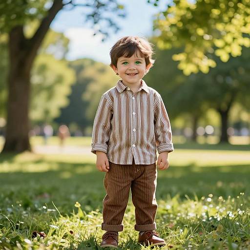 Cheerful Boy in Sunny Park