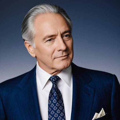 Elegant Older Gentleman in Dark Blue Suit