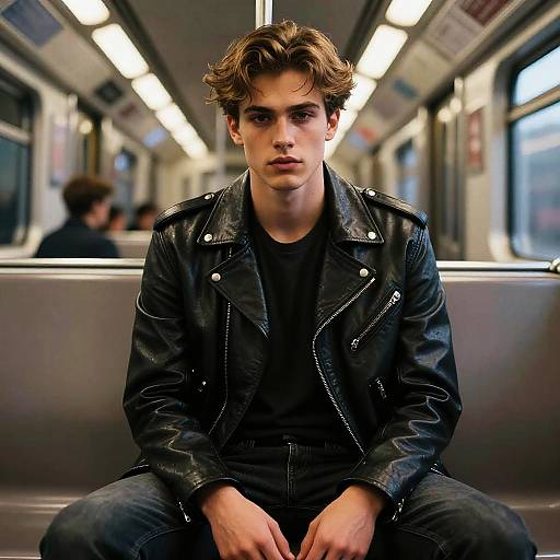 Hyperrealistic Young Man in Subway