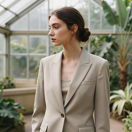 Half Bun Suit Editorial in Greenhouse