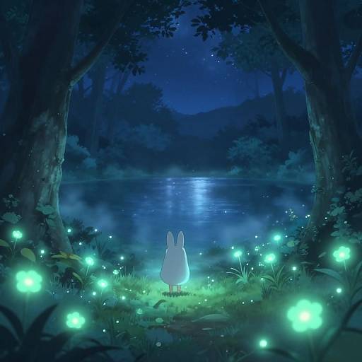 Yukimimi in Moonlit Bioluminescent Forest
