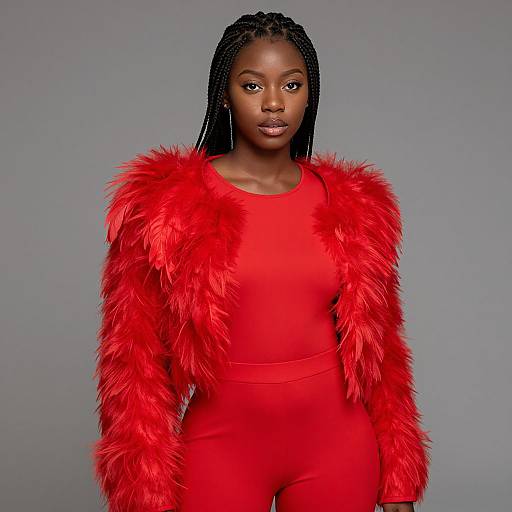 Stylish Black Woman in Red Outfit
