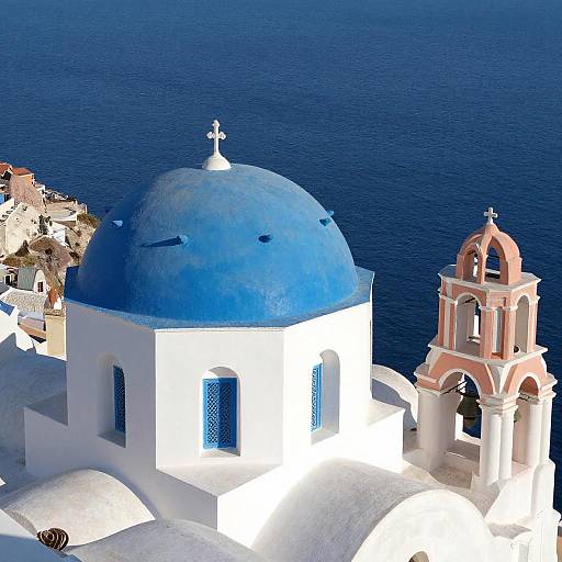 Elevated View of Blue-Domed Architecture