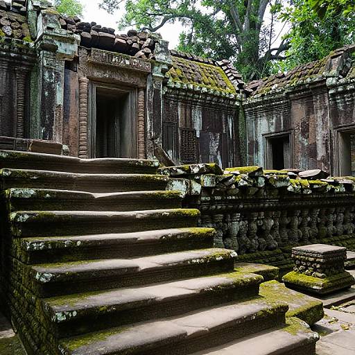 Exploring Moss-Covered Ancient Ruins