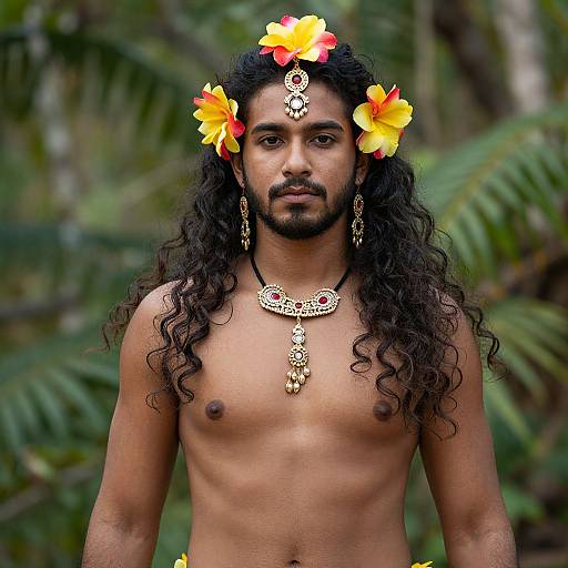 Bearded Man in Hula Costume