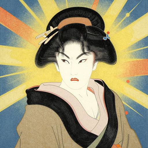 Angry Woman in Ukiyo-e Burst