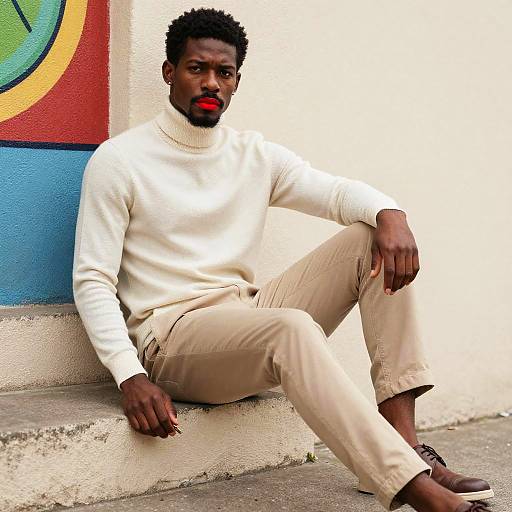 Stylish Man by Colorful Mural Steps