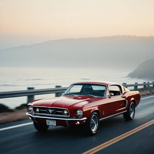 Serene Morning Drive in a Mustang