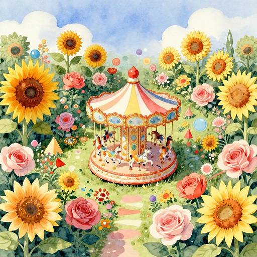 Surreal Aerial Garden Watercolor