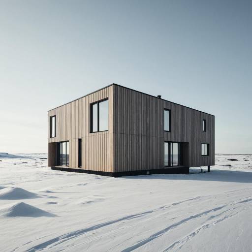 Scandinavian Minimalist Wooden House in Snowy Tundra