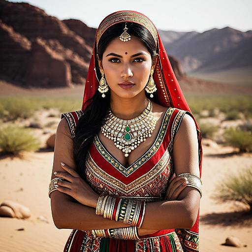 Elegant Indian Woman in Desert Attire