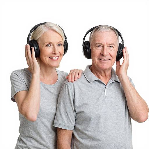 Senior Couple Sharing Music Moment