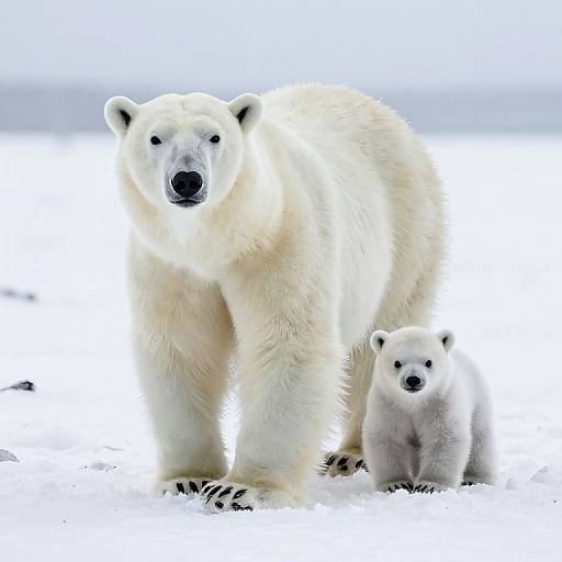 Polar Bear Mother and Cub Walking