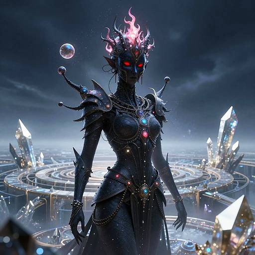 Surreal Armored Sentinel in Crystal Labyrinth