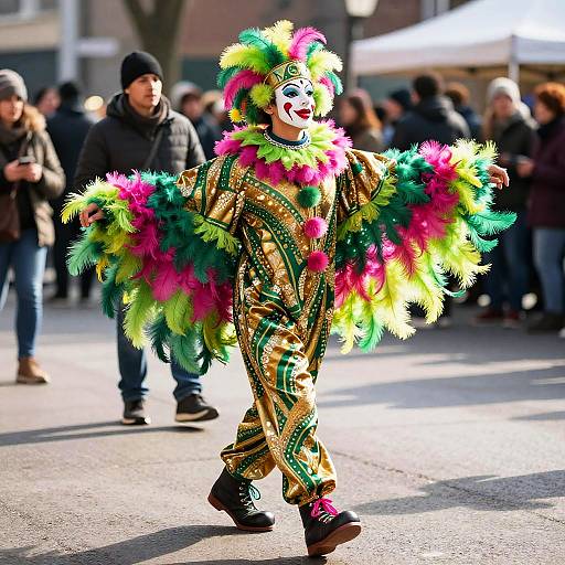 Feathered Mardi Gras Juggler Outfit
