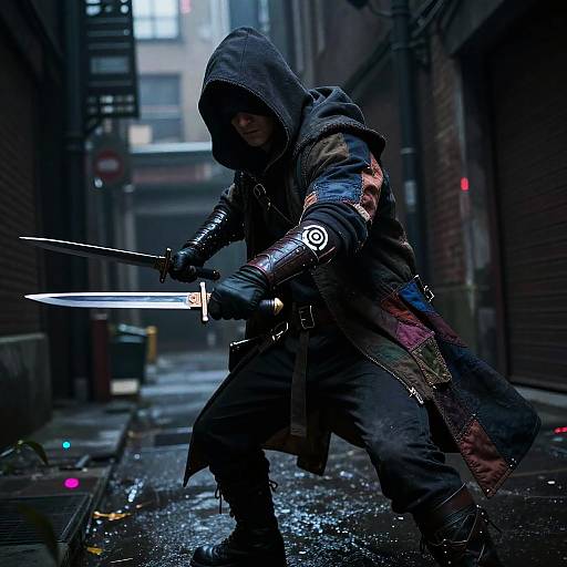 Stealthy Bandit in Neon Alley