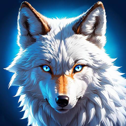 Enigmatic Wolf with Glowing Blue Eyes
