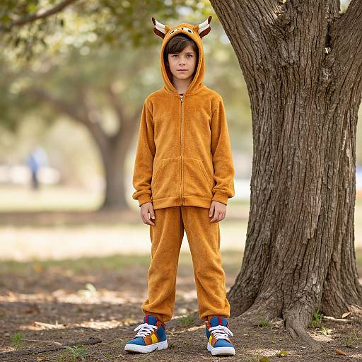 Boy in Scooby Doo Cosplay Outdoors