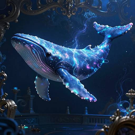 Luminescent Celestial Whale in Baroque