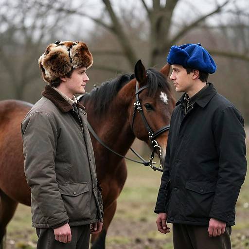 Serious Encounter Between Men and Horse