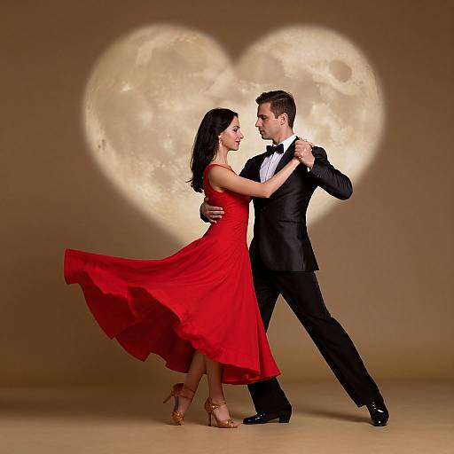 Elegant Couple Swing Dancing Moonlight