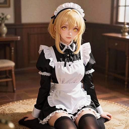 Blonde Fantasy Maid with Golden Eyes