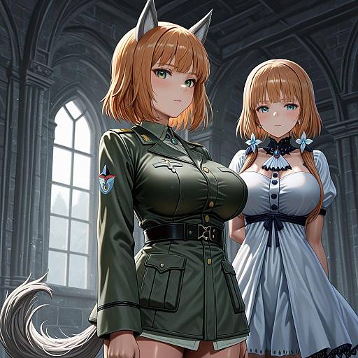 Illustration of Gundula rall, world witches series in the style of Silvertsuki