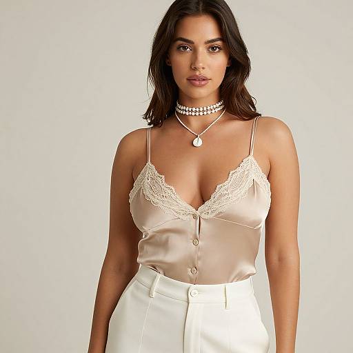Bohemian Chic Woman in Silk Camisole