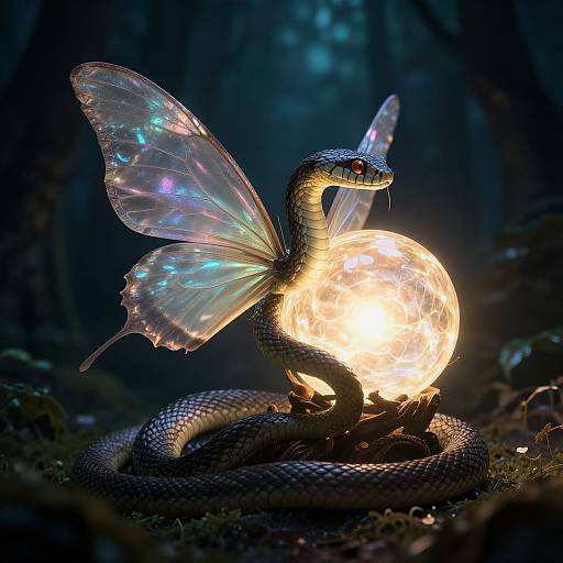 Elegant Snake with Butterfly Wings