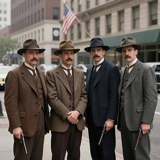 1930s Gangsters on City Street