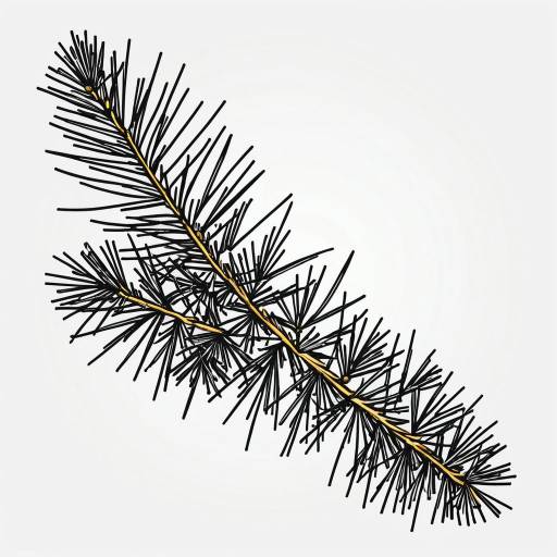 Outlined Spruce Branch with Needles