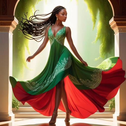 Elegant Beauty in a Flowing Red Dress Elegant Beauty in a Flowing Red Dress