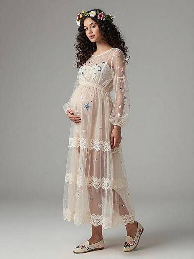 Ethereal Flower Fairy Maternity Fashion Portrait