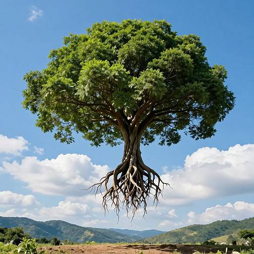 Surreal Floating Tree with Roots